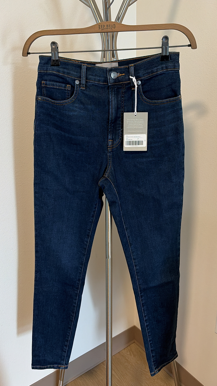 Everlane Authentic Stretch High Rise Skinny Jeans Women's Dark Blue Size 27 NWT